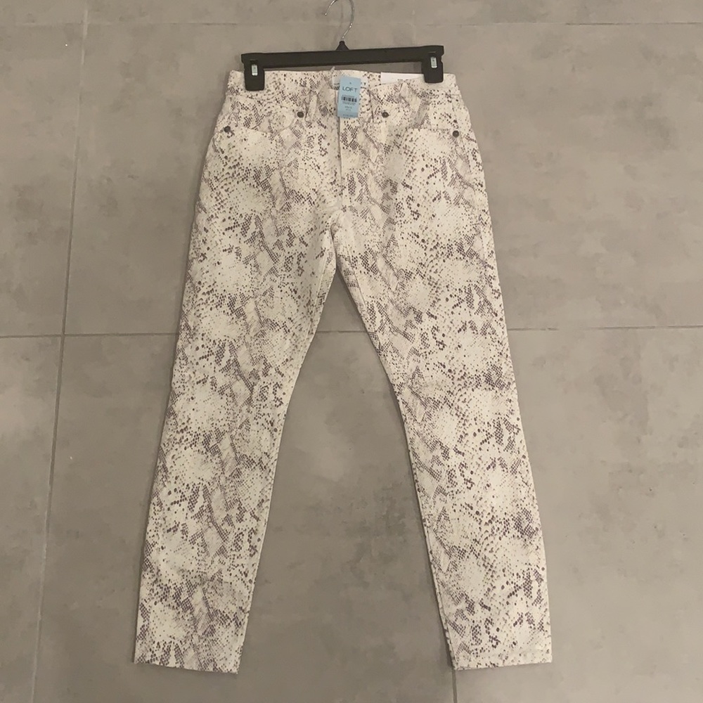 NWT Loft snake print skinny jeans
